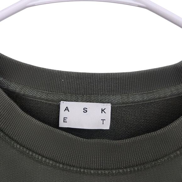 ASKET SMALL THE SWEATSHIRT GREEN COTTON CREW NECK LONG SLEEVE SWEATER - Picture 3 of 5